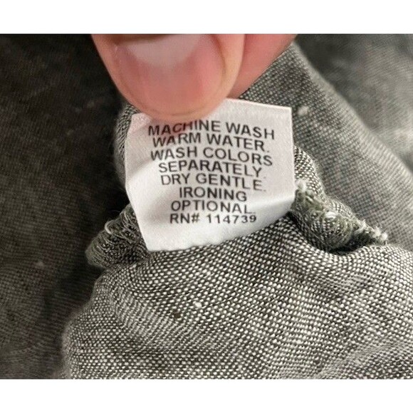 Flax Pull On 100% Linen Pants Womens Gray Wide Leg Pockets Relaxed Elastic (1G) - Picture 9 of 10